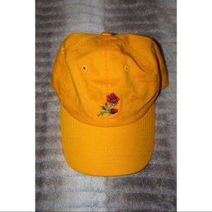Urban Outfitters Yellow Hat w/ Rose Embroidery